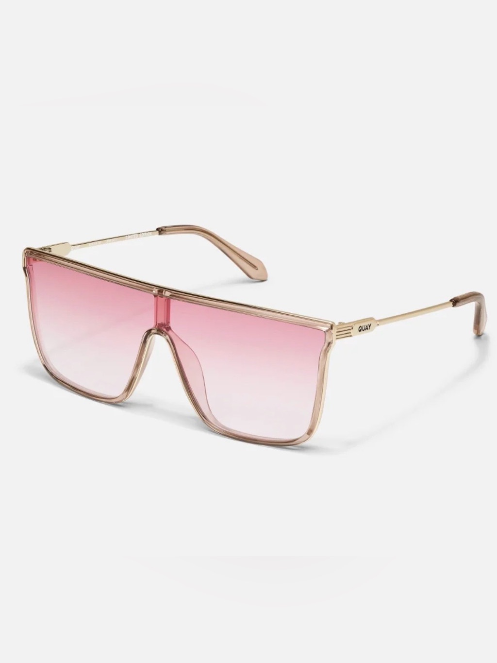 Quay Nightfall Adorned Shield Sunglasses (Doe Frame / Light Peony Lens) Nwt